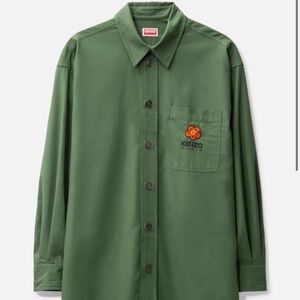 Kenzo Olive Green Shirt with Red Logo Patch